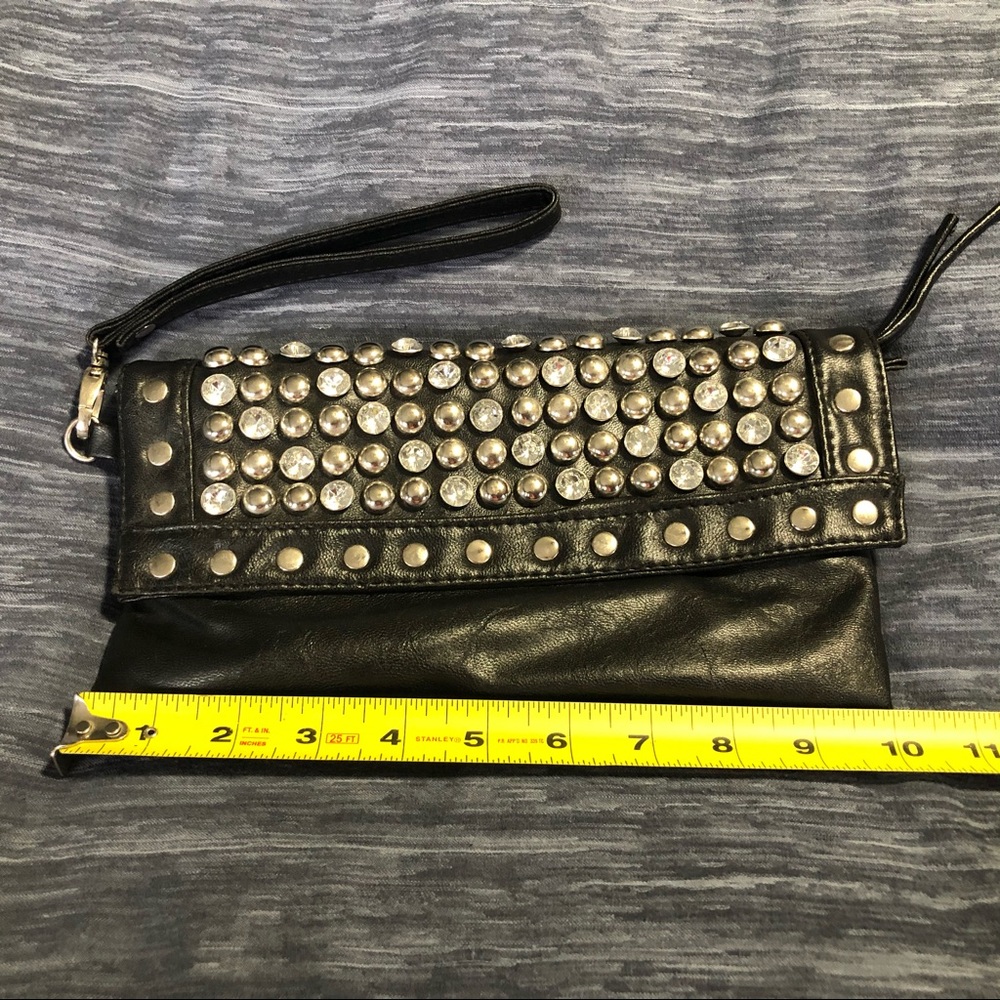 Pleather studded clutch